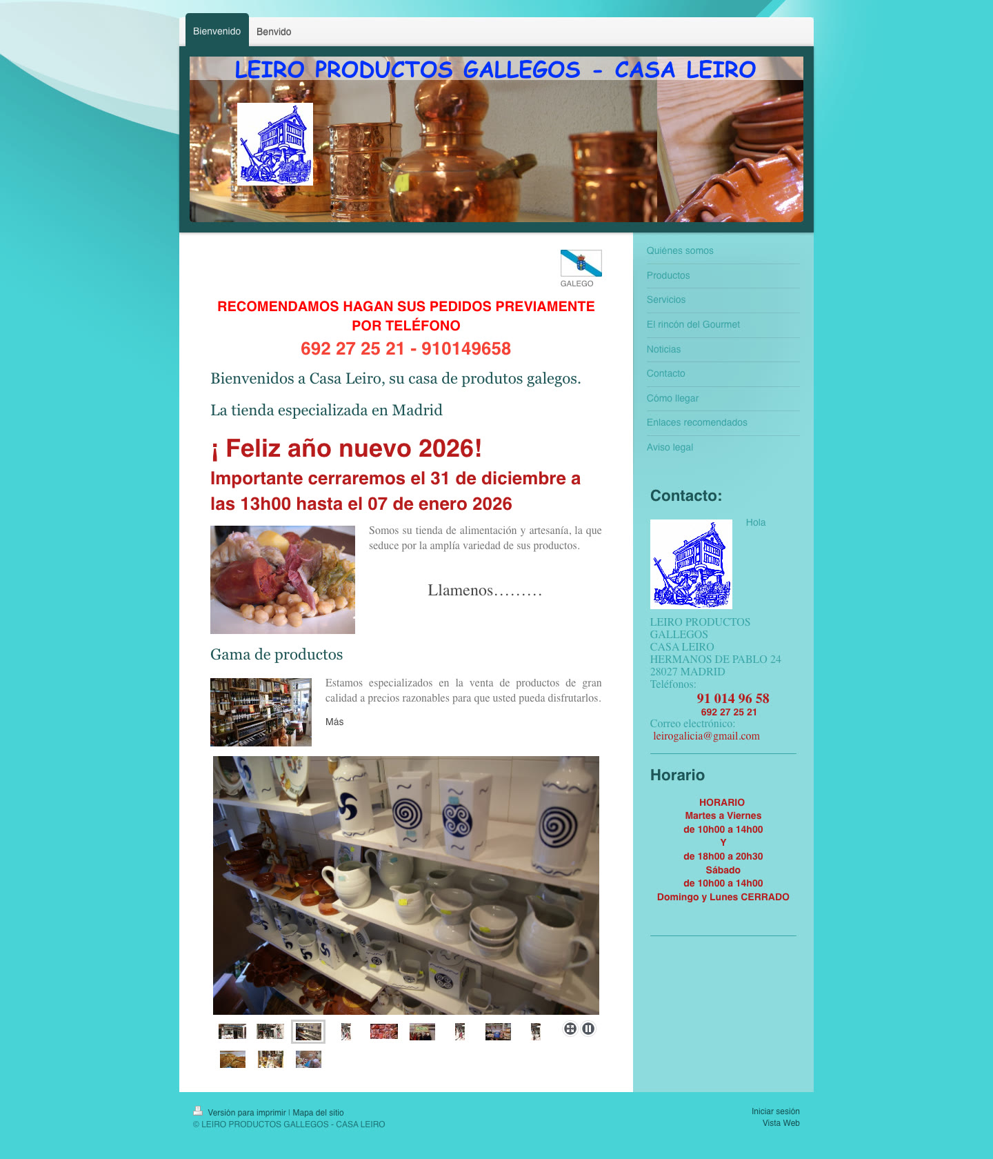 Casa Leiro — Website redesign — Before: the original site