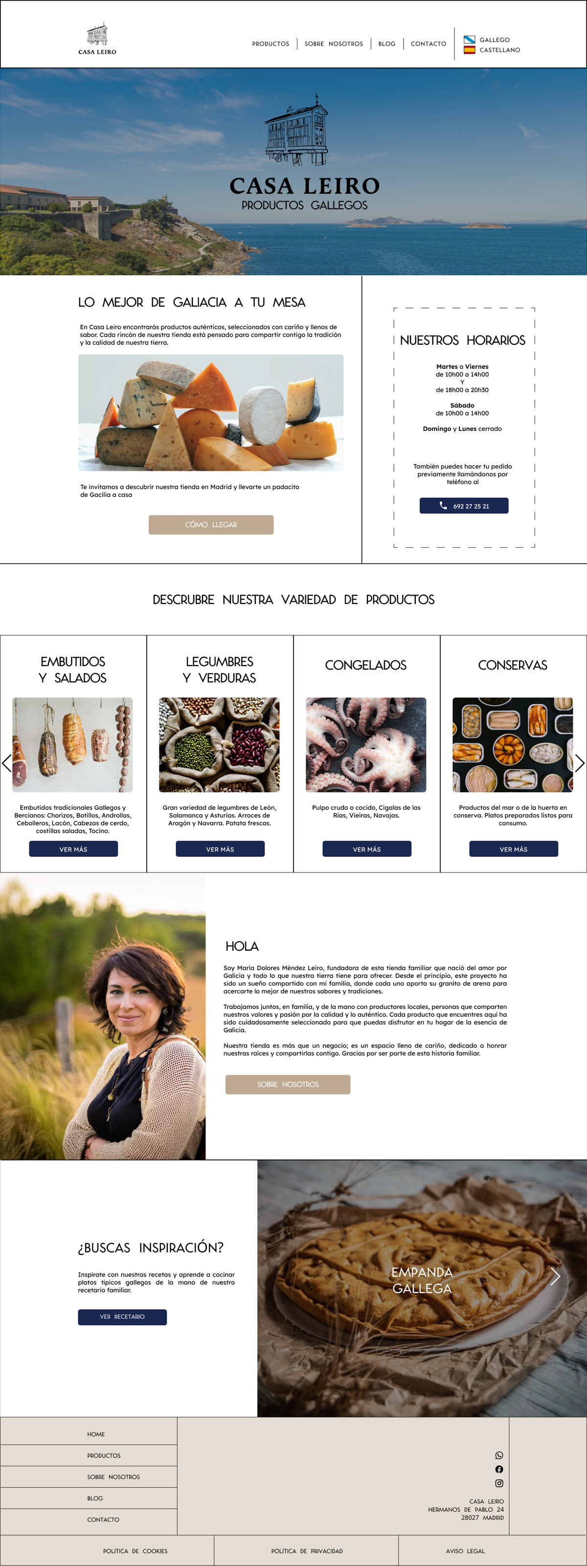 Casa Leiro — Website redesign — Redesigned homepage