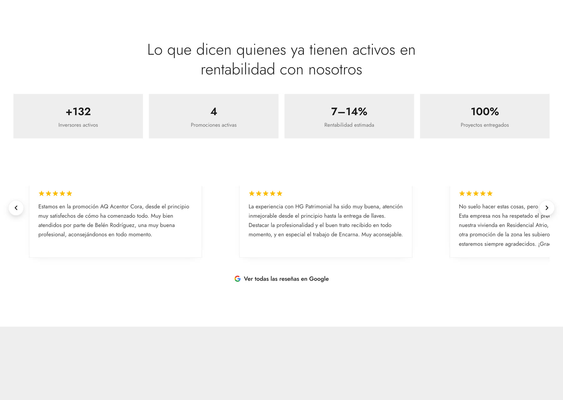 HG Patrimonial — Investment landing — Social proof